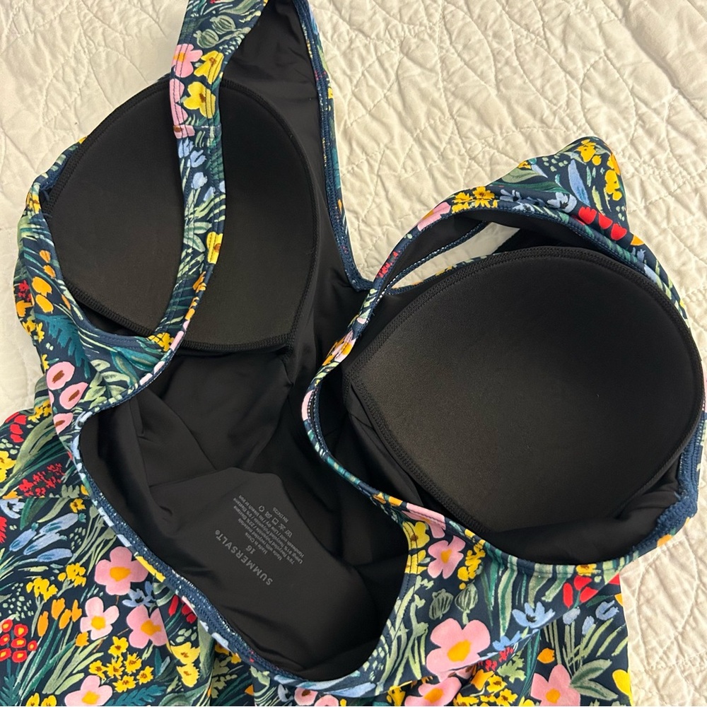summersalt Floral Green Wrap One-Piece Swimsuit - Picture 6 of 8